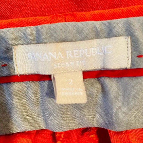Banana Republic Sloan New Vermillion Bright Poppy Red Cotton Spandex Pants Sz 2 - Picture 9 of 11